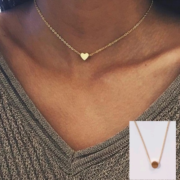 gold choker strand pendant Jewelry - Moon Circle Choker Chain Gold Color
